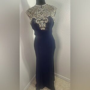 Alice Paris Evening Dress Maxi Color Navy Blue Size 0 Special Occasion or Gown